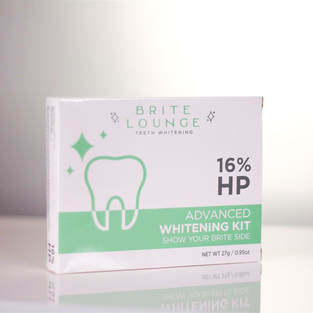 The Brite Lounge Advanced Whitening Kit carton, 16% hydrogen peroxide